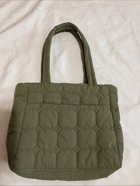 Quilted Olive Green Tote Bag